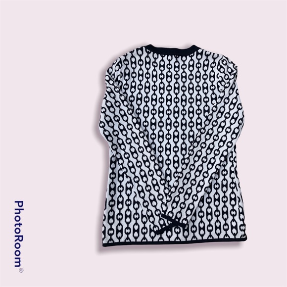 NWT  GRACE KNIT DRESSING  BLUE AND WHITE FRONT ZIPPER CARDIGAN - Picture 3 of 5